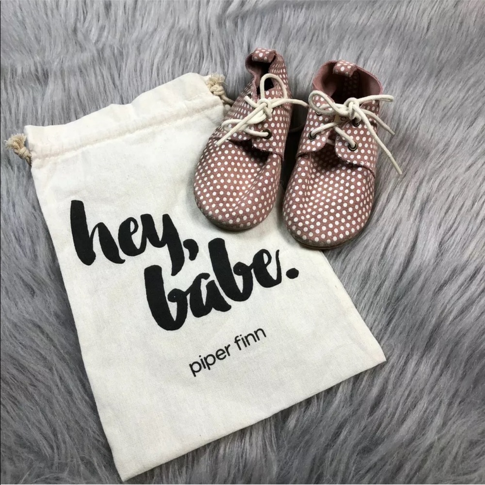 Piper Finn Toddler Girls 8 Pink White Polka Dot Hard Bottom Oxford Shoes